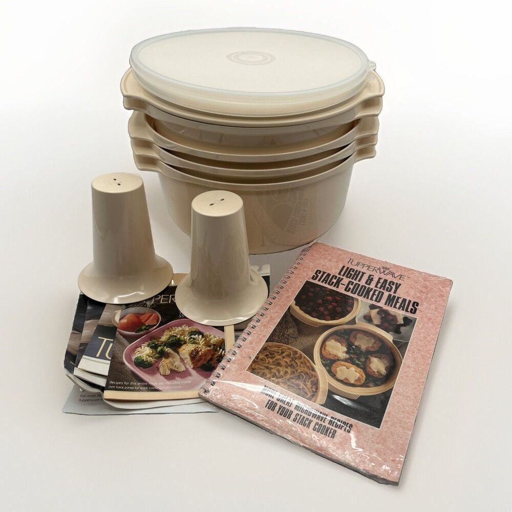 VTG Tupperware Tupperwave Cookware System 10 pc Set Microwave Stackable 1990 NOB